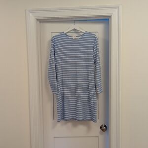 Blue and White Striped Dress